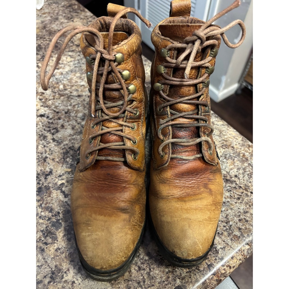 Justin L0902 Womens Brown Leather Lace Up Work Boots Size 8 B‎ Oil Resistant